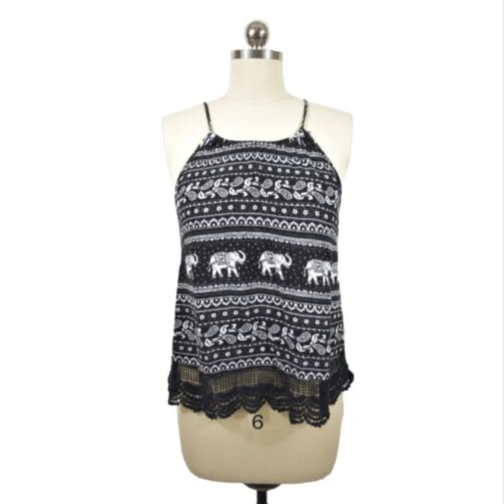Papaya Black Elephant Tank Top Medium